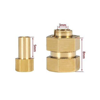 SCX24 Brass Wheel hex Hub Extenders 4pcs 8mm(+4mm) with Nuts 1.0 Wheel Rims Adapter for 1/24 RC Crawler SCX24 Bronco C10 Gladiator AX24 SCX24 Upgrades Accessories (SCX24 Brass Wheel hex Hub 8mm)