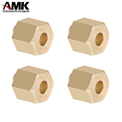 4Pcs 6mm(+2mm) TRX4M Brass Weight 1.0 Beadlock Wheels Hex Hubs Heavy Duty Extended Adaptor for 1/18 RC Crawler Car TRX4-M Upgrades
