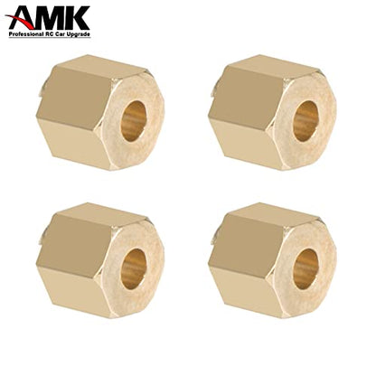 4Pcs 6mm(+2mm) TRX4M Brass Weight 1.0 Beadlock Wheels Hex Hubs Heavy Duty Extended Adaptor for 1/18 RC Crawler Car TRX4-M Upgrades
