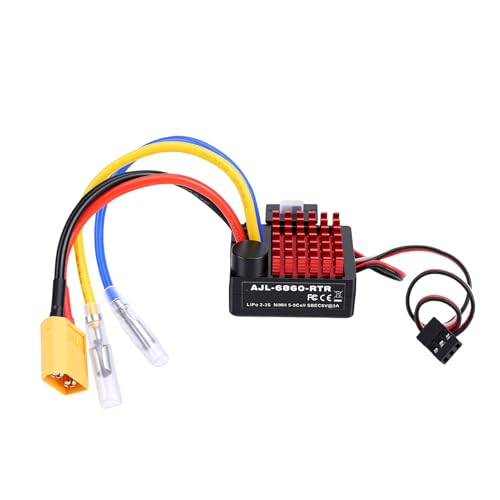 60A Brushed ESC, RC Car Electronic Speed Controller, Waterproofing for 1/10 Scale, Crawler Car ESC with Stable Throttle, Replacement Parts for RC Crawlers