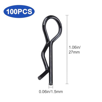 HobbyPark RC Body Clips Bent Springy R Pins Bent Black for All 1/8 Scale & Traxxas 1/10 Car Truck Crawler Buggy Drift Touring Shell Replacement(100-Pack)