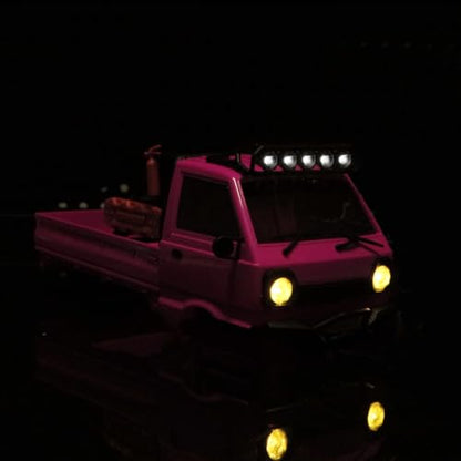 KT24 1/24 Kei Truck Hard Body Shell Kit for 133mm Wheelbase SCX24,MG | Plug-and-Play Lighting, For SCX24 C10/Bronco/Wrangler/Base Camp/4Runner - color: Rose Red