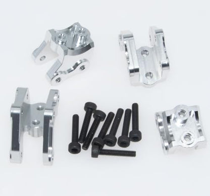 Upgrade Compatible with Axial 1/10 RBX10 Ryft 4WD Rc Crawler Car Steering Cup & Rock Bouncer Axle Mount & Steering Knuckles Aluminum Alloy Metal Accessory Parts(Silver)