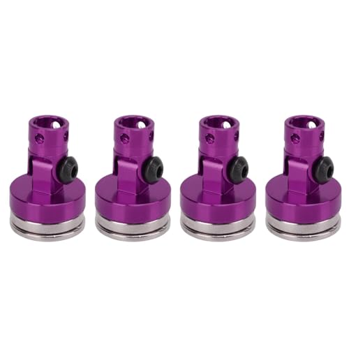 HERCHR 4Pcs RC Magnetic Body Post, Alloy Magnetic Body Post Mount, RC Car Magnetic Shell Post Body for 1/8 1/10 Remote Control Vehicle Invisible Body Shell Mount for SCX10 RC Car 4 Pack(Purple) - color: Purple