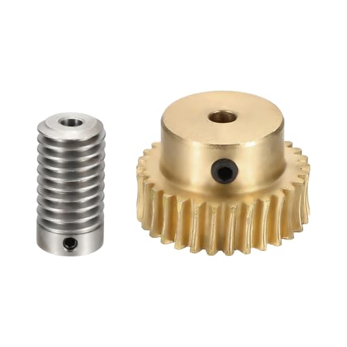 uxcell Worm Gear Set 30T 0.8 Module 1:30 Reduction Rate, Right Rotation Drive Gear Box Wheel Reduce Transmission Part (Brass Gear-4mm Bore, 1045 Steel Rod 5mm Bore) - size: Gear-4mm, Rod-5mm Bore, style: 0.8M-30T