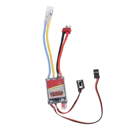 60A ESC Brushed Electronic Speed Controller, Fit for 540 550 380 370 RC Car Boat Motor, T Plug ESC for 1/16 1/12 /10 Electric RC Vehicles & Crawlers