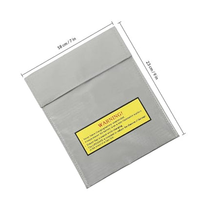 Garneck Fireproof Lipo Battery Safety Bag for Charging and Storage, Sturdy Fireproof Fiber Material, Compact Silver Protective Pouch 23x18cm for Rc Battery Home Use