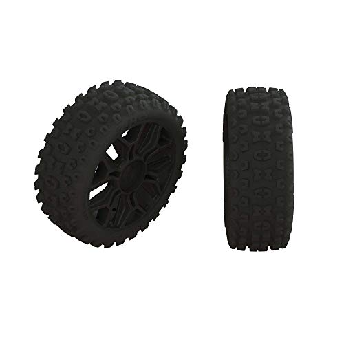 ARRMA 1/8 2HO Front/Rear 3.3 Pre-Mounted Tires, 17mm Hex, Black (2), ARA550057