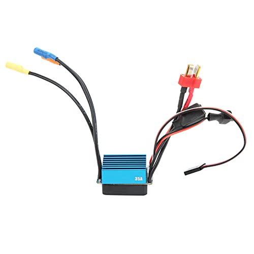 RC 35A Sensorless Brushless ESC Speed Controller, Waterproof 35A ESC for 1/10 1/14 1/16 1/18 RC Car, High Performance 4 Poles ESC with Overheat Protection and Splash - Proof Design