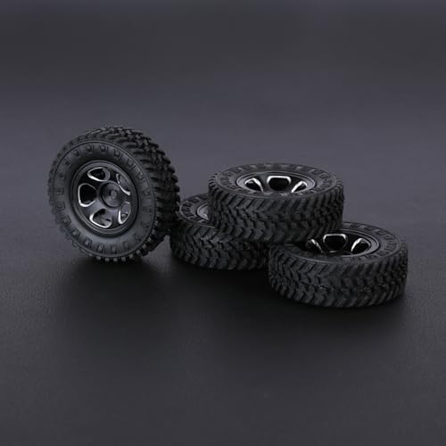 FCX24 Wheels and Tires 1.0 Beadlock Wheels 50MM Soft Sticky Tires with Brass Counterweight Ring for Axial SCX24 FMS FCX24M FCX24 Upgrades 1/24 RC Crawler - style: 128g