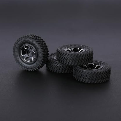 FCX24 Wheels and Tires 1.0 Beadlock Wheels 50MM Soft Sticky Tires with Brass Counterweight Ring for Axial SCX24 FMS FCX24M FCX24 Upgrades 1/24 RC Crawler - style: 128g