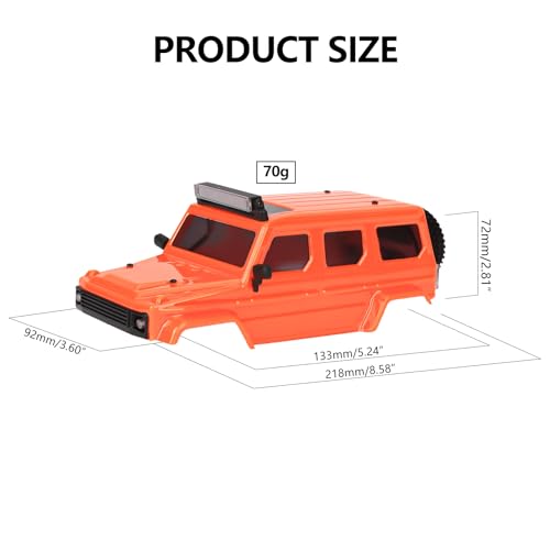 SCX24 Body Magnetic Stand with Lights for SCX24 Upgrades | PC Front and Rear Body for SCX24 Bronco JLU C10 Basecamp 1/24 RC Crawler - style: Orange