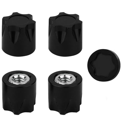 4PCS Aluminium Wheel Rim Center Cap M4 Nuts with Tool for 1/10 RC Crawler Axial SCX10 90046 TRX4 TRX6 Tamiya Recat RC Crawler Upgrades，Star Shape (Black) - color: Black