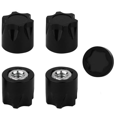 4PCS Aluminium Wheel Rim Center Cap M4 Nuts with Tool for 1/10 RC Crawler Axial SCX10 90046 TRX4 TRX6 Tamiya Recat RC Crawler Upgrades，Star Shape (Black) - color: Black
