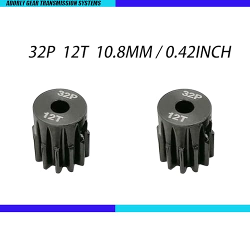 2pcs 3942X Hardened Steel 12-Tooth Pinion Gear (32 Pitch) for Traxxas Slash Rrustler Stampede Raptor 4x4 VXL TRX-4 TRX-6 12T Moter Pinion Upgrade Parts