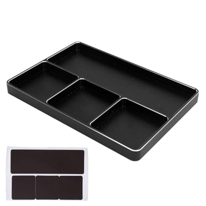 HERCHR Magnetic Tray for Screws, 4 Grids Aluminum Alloy RC Repair Screw Tray with Magnetic Pad Parts Organizer for 1/10 1/8 RC Car Airplanes (Black) - color: Black