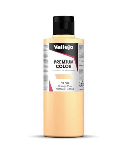 Vallejo - Premium Color Orange Pink 6.76 Fl.Oz. (200 ml) Matte Finish for Airbrushing, Acrylic-Polyurethane Hybrid Resin of Great Resistance Paint, RC, Model and Hobby Use - style: Orange Pink