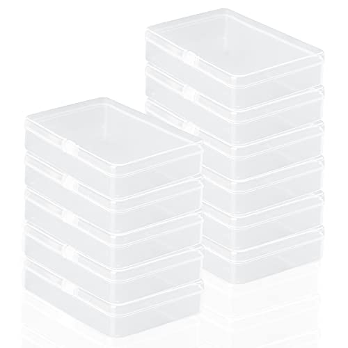 Rocutus Clear Plastic Beads Storage Containers Empty Mini Storage Container Box,12 Pack Plastic Storage Containers with Lids,Bead Storage Box with Hinged Lid for Beads(4.5 x 3.3 x 1.1 inch) - size: 4.5 x 3.3 x 1.1 inch