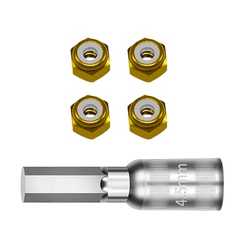 Set of 4 Aluminum Wheel Nut Including Installation Set Suitable for 1/30 Scale SCX30 Remote Control Vehicle Remote Control Car Wheel Nut - color: Gold