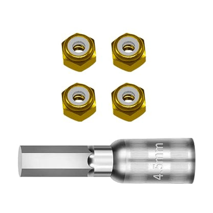 Set of 4 Aluminum Wheel Nut Including Installation Set Suitable for 1/30 Scale SCX30 Remote Control Vehicle Remote Control Car Wheel Nut - color: Gold