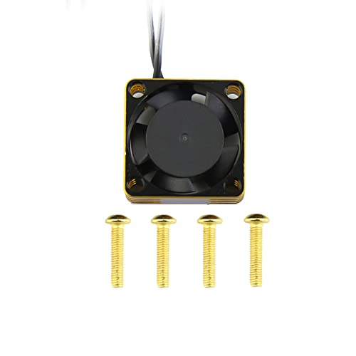 Lifehead 28000RPM Motor and ESC Cooling Fan Cooler RC Aluminum Cooling Fan for RC car 1/8 1/10 1/12 Scale 540 550 and Other Brushed/brushless Motors (red + Gold) 25 * 25mm - color: Gold (25*25*10mm)