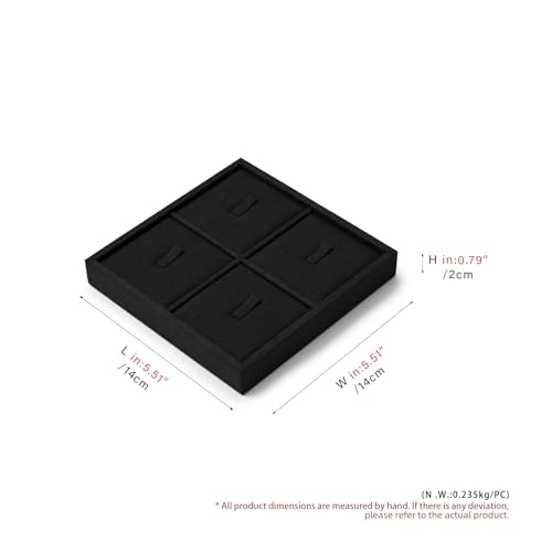 Oirlv Microfiber Jewelry Ring Display Tray Black | Black Microfiber Tray, 5.51"X5.51"X0.79", Elegant Black Makes Jewelry Pop, Perfect for Display - style: P13701