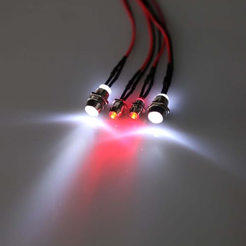 4 LED RC Car Light Kit, White Headlight Red Taillight for 1/12 1/10 1/8 RC Models Car Truck Lighting - color: 4 LED Red, White