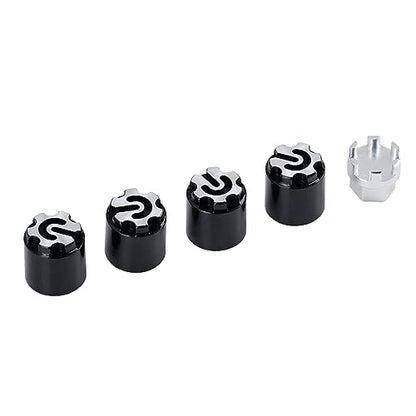 DJX 4PCS Aluminum M4 Wheel Nut Center Cap Locking Hubs w/Tool for 1/10 RC Crawler Traxxas TRX4 Axial SCX10 90046 D90 Redcat Gen7(Black&Silver) - color: Black&silver