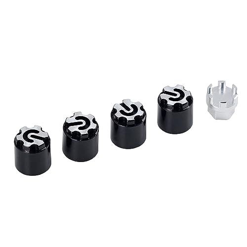 DJX 4PCS Aluminum M4 Wheel Nut Center Cap Locking Hubs w/Tool for 1/10 RC Crawler Traxxas TRX4 Axial SCX10 90046 D90 Redcat Gen7(Black&Silver) - color: Black&silver