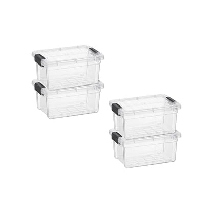 Superio Mini Storage Container Plastic Crayon Box Art Supplies and Sewing Case Stackable Clear Small Organizer for Beads, Stationery, Chalk, and Food, 1.05 Quart, 4 Pack - size: 1.05 Quarts, style: 4 Pack