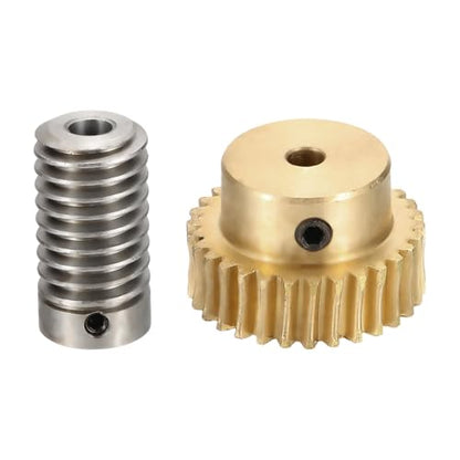 uxcell Worm Gear Set 30T 0.8 Module 1:30 Reduction Rate, Right Rotation Drive Gear Box Wheel Reduce Transmission Part (Brass Gear-4mm Bore, 1045 Steel Rod 6mm Bore) - size: Gear-4mm, Rod-6mm Bore, style: 0.8M-30T