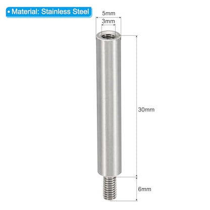PATIKIL 24pcs M3 Standoffs, M3 30+6mm Spacer Standoffs Steel Threaded Standoffs Screws Kit 3mm ID 5mm OD Metric Male Female Thread Adapters for Circuit Board PCB RC Drones Motherboard - size: 30+6mm L