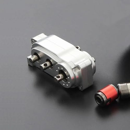 Metal Transfer Case with Reverse Shaft for 1/10 RC Crawler Axial SCX10 Chassis DIY Prefixal Planetary Gear Transmission Upgrade (Black)