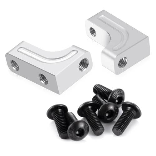 4PCS RC Aluminum Alloy Servo Mounts 1/10th RC Crawler Car CNC Machined Aluminum Servo Mount for SCX10 90047 Wrangler 1/10 RC Crawler Car Upgrades (Silver) - color: Silver