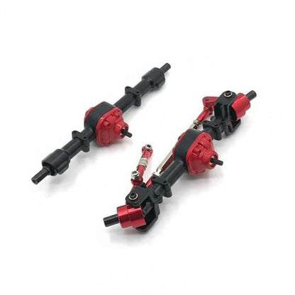 harayaa Vehicle Axle Assembly RC Car Axle Kit Front Rear Axle Set Internal Gears Drive Shafts Metal Steel CNC Machined Suitable for Crawler Stability Traction on steep Terrain, Black Red - color: Black Red