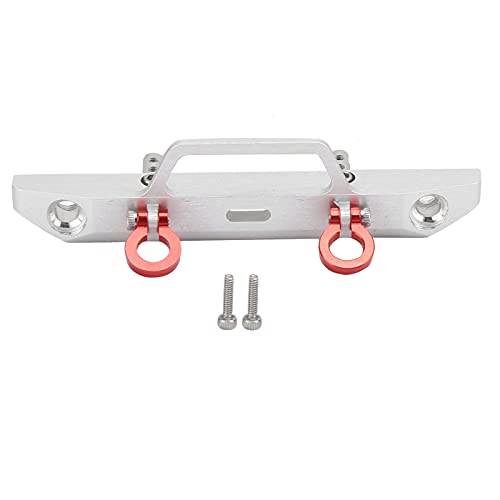 1/24 RC Car Front Bumper, Aluminum Alloy Metal Bumper Upgrade Parts Accessories with 2 Screw for SCX24 90081 RC Crawler Car (Silver) - color: Silver
