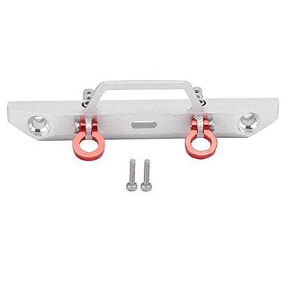 1/24 RC Car Front Bumper, Aluminum Alloy Metal Bumper Upgrade Parts Accessories with 2 Screw for SCX24 90081 RC Crawler Car (Silver) - color: Silver