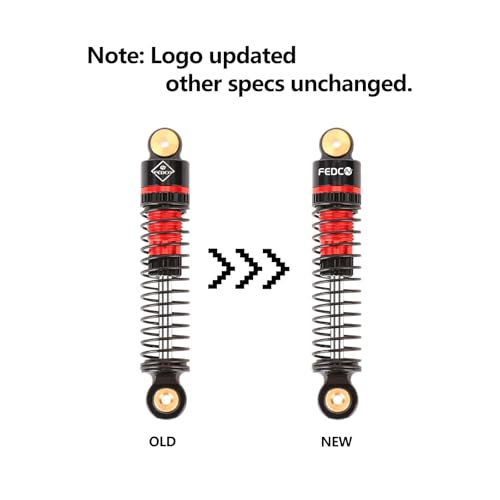 SCX24 Shocks 47MM Oil-Filled Damper For Axial SCX24 Upgrades | Long Travel Threaded Oil Shocks Absorber for 1/24 RC Crawler - color: red