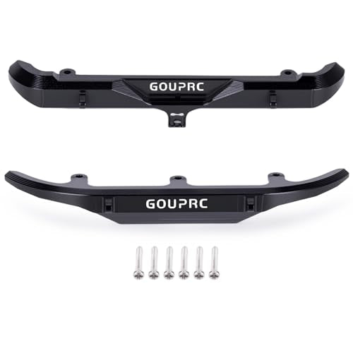 GOUPRC Aluminum Alloy RC Front & Rear Bumper for Axial SCX30 Bronco C10 1/30 RC Crawler Car Upgrade Replacement Parts - color: Black