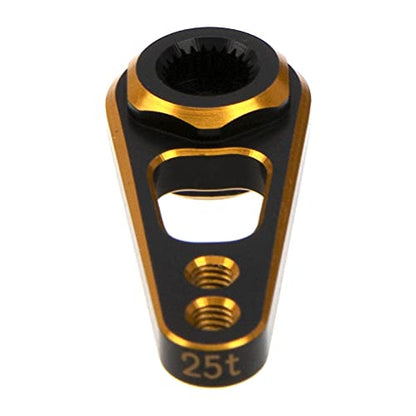 2Pack Vgoohobby Aluminum Alloy RC Double Hole 25T Steering Servo Arm Horn Compatible with Recat Axial SCX10 90046 Traxxas TRX-4 1/10 RC Crawler Climbing Car (Gold-Black) - color: Gold-black