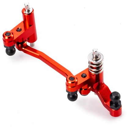 Aluminum Alloy Steering Assembly Set Servo Saver Steering Bellcranks & Drag Link Spring Retainer Parts Compatible with Traxxas 1/18 LaTrax Teton RC Car Upgrades (Red) - color: Red