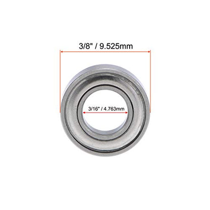 uxcell R166ZZ Deep Groove Ball Bearing 3/16-inchx3/8-inchx1/8-inch Shielded Z2 Lever Bearings 10pcs - size: 3/16"x3/8"x1/8"