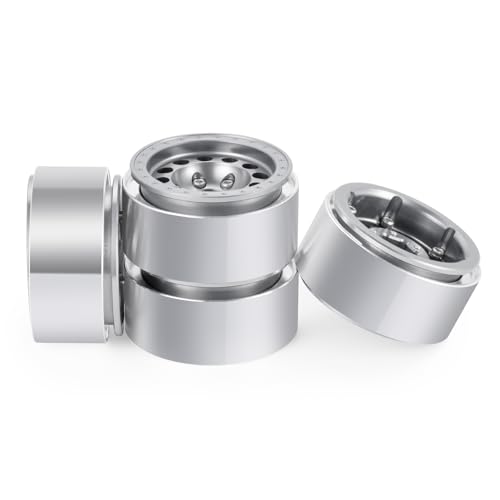 1.3inch beadlock wheels Aluminium RC Rims for 1/18th TRX4M 1/24th Axial SCX24 RC Crawler Car Upgrade Parts (Silver) - color: Silver