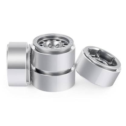 1.3inch beadlock wheels Aluminium RC Rims for 1/18th TRX4M 1/24th Axial SCX24 RC Crawler Car Upgrade Parts (Silver) - color: Silver