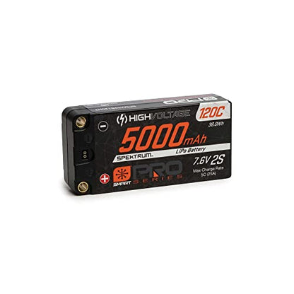 Spektrum 7.6V 5000mAh 2S 120C Smart Pro Race Shorty Hardcase LiHV Battery: Tubes, 5mm, SPMX52S120HT