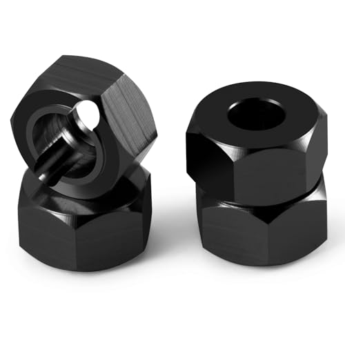 QUE-T Aluminium Wheel Hex Hub Adapter Upgrade for 1/18 HPI Venture HILUX RC Crawler Car (Black) - color: Black