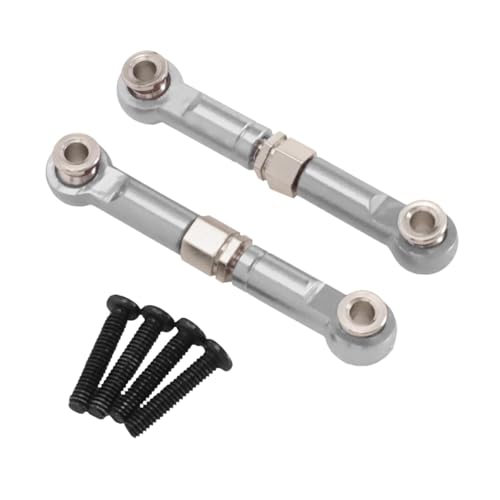 2X 1/14 RC Steering Linkage Aluminum Alloy Adjustable Tie Rods for 14211 Model RC Hobby Car Parts- Silver - color: Silver