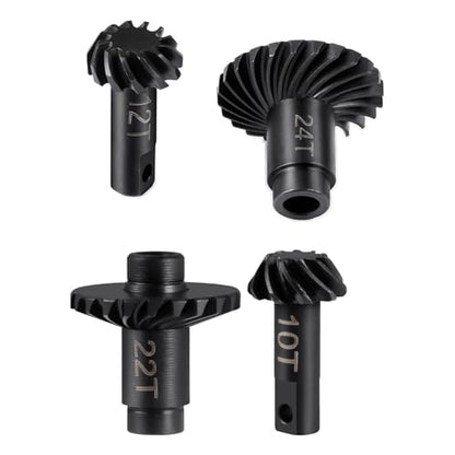 Steel Helical Gears, 12T/22T Overdrive, 10T/24T Underdrive | CNC machined 20CrMo alloy steel, compatible with 1/18 Traxxas TRX4M crawler, replaces 9779