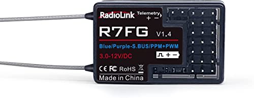 Radiolink 2.4Ghz R7FG 7 Channels Gyro Receiver with Voltage Telemetry Long Range Control, Water-Splash RX for RC Crawler Car Boat Radio Controller System RC4GS v2/RC6GS v2/RC4GS/RC6GS