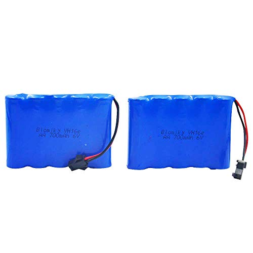 Blomiky 6V 700mAH Ni-Cd Battery Replacement for Old Version Amphibious Stunt RC Cars 4WD 1/18 High Speed RC Buggy Vehicle / GS02 Battery 2 Pack